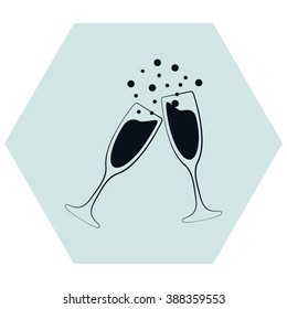 vector illustrations glasses of champagne