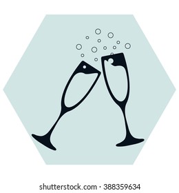 vector illustrations glasses of champagne