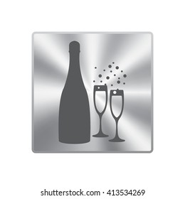vector illustrations glasses of champagne with bottle