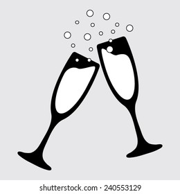 vector illustrations glasses of champagne on a grey background