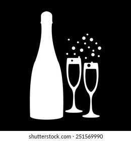 vector illustrations glasses of champagne on a black background