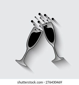 vector illustrations glasses of champagne  on a grey background