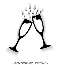 vector illustrations glasses of champagne with shadow