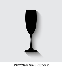 vector illustrations glasses of champagne with shadow on a grey background