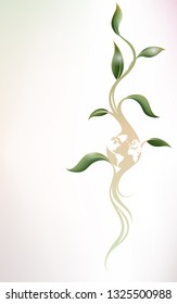 Vector illustrations of global and green leaf on color background. EPS 10