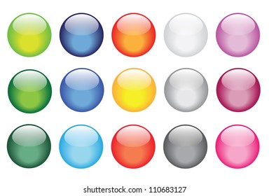 vector illustrations of glossy glass buttons for icons.