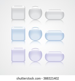 Vector illustrations of glossy glass buttons for icons