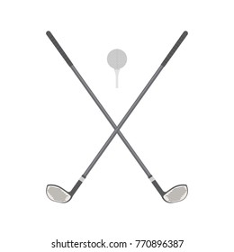 Vector illustrations. Golf clubs with ball.