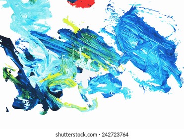 Vector illustrations of Gouache Abstract background of colorful strokes on the white paper