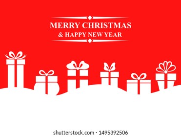 Vector illustrations of greeting banner with presents