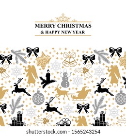 Vector illustrations of Greeting card with Christmas symbols