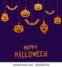 Ilustraciones vectoriales de la tarjeta de saludo con decoraciones de Halloween colgantes