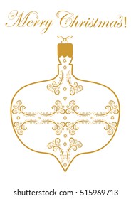 Vector illustrations of greeting Christmas ball card isolated on white background