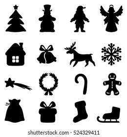 Vector illustrations of greeting Christmas symbol set isolated on white background