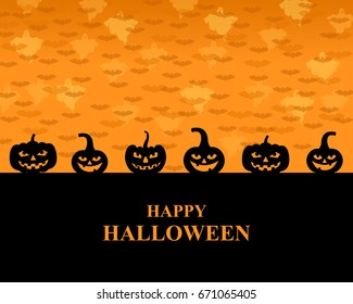 Vector illustrations of greeting pumpkins card
