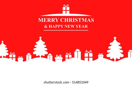Vektorgrafiken von Grußworten roter Weihnachtsbanner mit Tanne und Geschenken