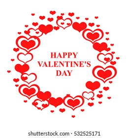 Vector illustrations of greeting Valentines day card round design