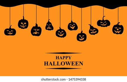 Vector illustrations of Halloween funny horror pumpkin greeting banner