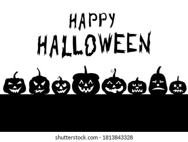 Vector illustrations of Halloween funny horror pumpkin greeting banner