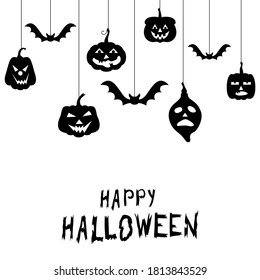 Vector illustrations of Halloween funny horror pumpkin greeting card