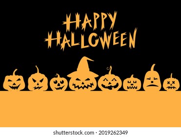 Vector illustrations of Halloween funny pumpkin greeting banner
