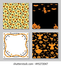 Vector illustrations of Halloween greeting background set