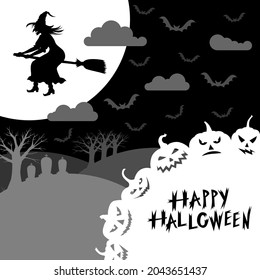 Vector illustrations of Halloween night greeting card
