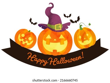 Vector illustrations of Halloween pumpkins and ghosts