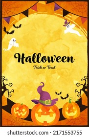 Vector illustrations of Halloween pumpkins and ghosts