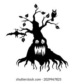 Vector illustrations of Halloween scary tree silhouette