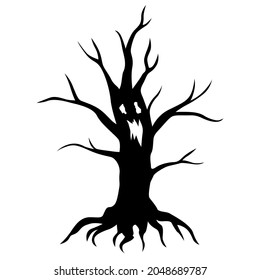 Vector illustrations of Halloween scary tree silhouette
