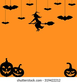 Vector illustrations of Halloween silhouette background