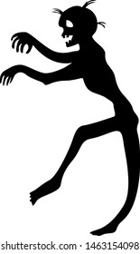Vector illustrations of Halloween silhouette icon of a scary zombie
