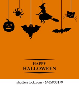 Vector illustrations of Halloween symbols greeting card