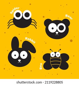Vector illustrations Hand drawn of design cartoon characters.  stamps or stickers with abstract funny cute comic characters.