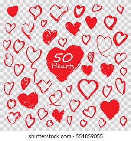 vector illustrations hand drawn heart Icons set  for valentines and wedding