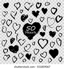 vector illustrations hand drawn heart Icons set  for valentines and wedding