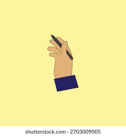 Vector illustrations of hand holding pen flat icon