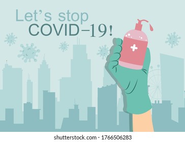 Vector illustrations of hands sanitizing to kill and disinfect virus, bacteria, and germs. Use sanitizer against infectious diseases
