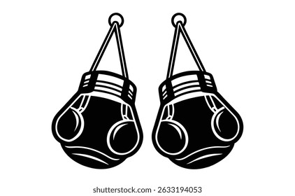 Vector illustrations hanging boxing gloves