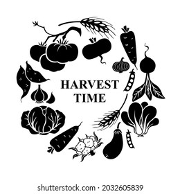 Vector illustrations of harvest time greeting icon
