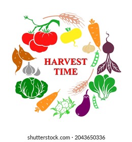 Vector illustrations of harvest time greeting color icon