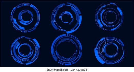 Ilustrações vetoriais de Head up display, Interface do usuário para jogo e fundo de tecnologia digital.