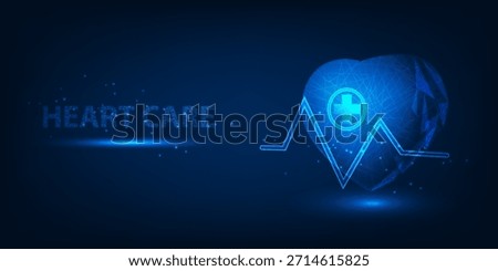 Vector illustrations of heart with medicine cross and pulse wave for cardiology and heart care artwork and backgrounds.