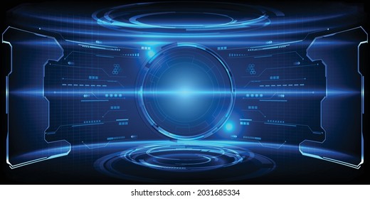 Vector illustrations of High technology digital element curve stage with glowing neon pedestal for layout and showcase.Digital innovation and technology concepts.