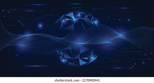 Ilustraciones vectoriales de arte de tecnología digital futurista azul de alta tecnología.Conceptos de tecnología de innovación digital futurista.