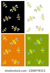 Ilustraciones vectoriales de abejas melíferas en diversos antecedentes