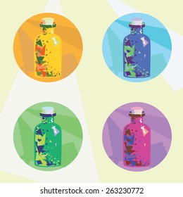 Vector illustrations icons with magic potion for your design