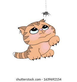 vector illustrations imaje of cartoon ginger tabby kitten valentine