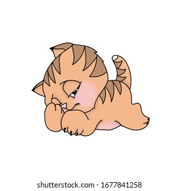 vector illustrations imaje of cartoon ginger tabby kitten valentine